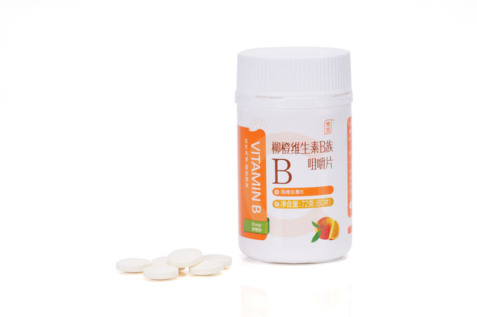 O sabor alaranjado caçoa vitaminas Chewable, suplementos ao complexo da vitamina B sem glúten