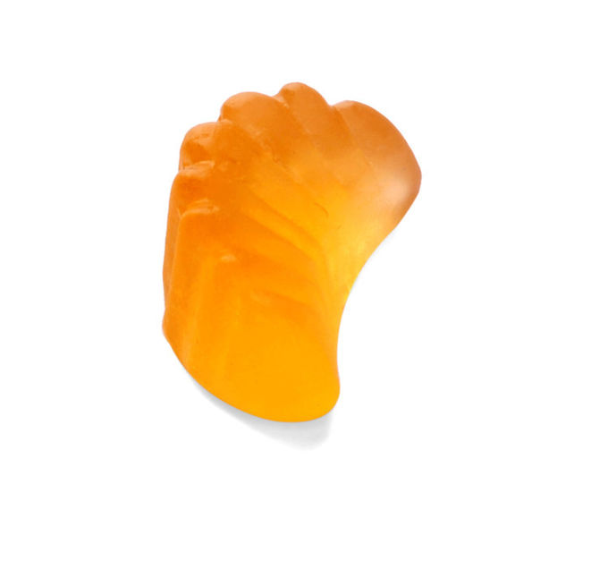 Petiscos dourados dados forma fruto do fruto da pectina da vitamina C dos doces gomosos alaranjados da pectina